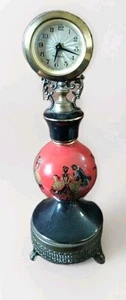 Mid Century Modern Pottery Brass Gilt Clock West Germany Italy Dancing 11" - Picture 1 of 12
