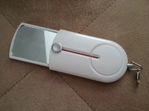 GOODY White Silver Compact Retract Portable Travel Mirror Dangle Lobster Hook - Picture 1 of 18