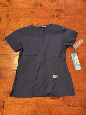 ScrubZone NWT New Women’s V-Neck Scrub Top Size XS Navy Blue 2 Pockets 70224 - Image 1 of 3