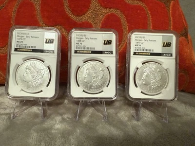 2023 Fiji Morgan Dollar 3 Lot NGC MS70 1879 CC, 1888 CC, 1891 CC Ultrabreaks ER - Image 1 of 4