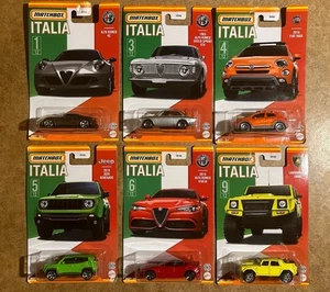 MATCHBOX SERIE ITALIA COMPLETA 6 PEZZI MATTEL HFF65 - Fiat - Alfa - Jeep - Lambo - Foto 1 di 1