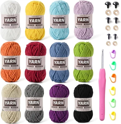 Paquete de 12 hilos de chenilla gruesos para ganchillo, hilo de terciopelo voluminoso para ganchillo, bebé Foto 1 de 4