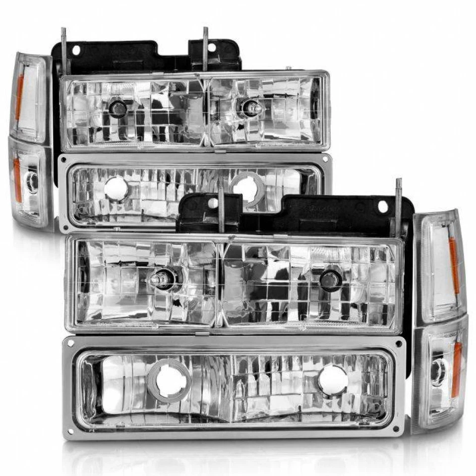 ANZO For Chevy K1500/K2500/K3500 1988-2000 Crystal Headlights Chrome w/ Signal - Image 1 of 4