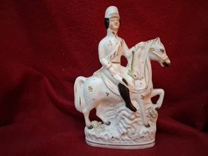 Antique Victorian Staffordshire Flatback Figure Hunter On Horse With Rabbit 19cm - Picture 1 of 7