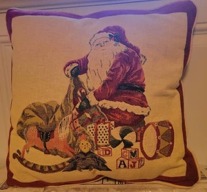 Weihnachtsmann Kissen Gobelin Weihnachten Puppe Pferd Trommelblöcke Spielzeugsack rot  - Bild 1 von 12