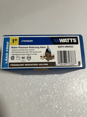 Watts 1" NPT Adjustable Water Pressure Reducing Valve/Union ~ LFN45BUM1 - Image 1 of 4