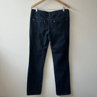 Womens Ultra Low Rise Jeans Straight Leg 5 Pocket 13 Dark Denim Stretch Slim Fit - Image 1 of 4