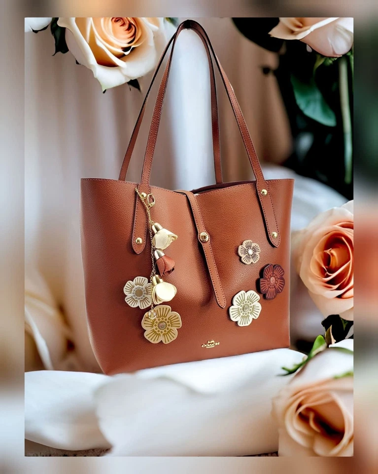 Coach CUSTOM TEA ROSE MARKET сумка с короткими ручками 58849 седло новый без ЯРЛЫКОВ наплечная сумка  - Изображение 1 из 4