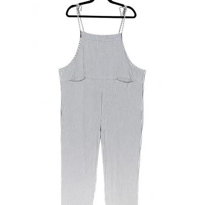Mono para mujer MISSLOOK gris blanco a rayas mezcla de algodón grande corbata ajustable Foto 1 de 4