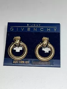 PENDIENTES COLGANTES GIVENCHY VINTAGE Clip-on chapados en oro NUEVOS RAROS 1.20"Lx1"W - Imagen 1 de 4