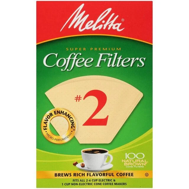 Melitta #2 Natural Brown Cone Coffee Filters 100 Count (622752)