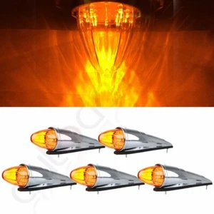 5x Amber Torpedo Roof Running Clearance Light 17 LED For Kenworth Freightliner - Picture 1 of 11