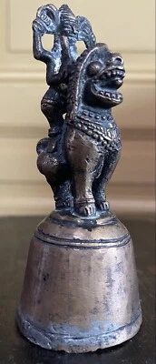 ancienne cloche de table bronze Asie divinité indoue bouddha - Photo 1/4