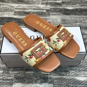 Guess Womens sz 5M EU 35.5 Tampa Signature G Slide Sandals LB3 Beige/Floral NEW - Picture 1 of 7
