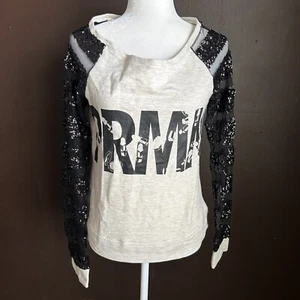 Puramania Womens size XS Sequin and Sheer Long Sleeve Shirt Top Blouse - Picture 1 of 6