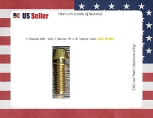 M5 x 16 mm testa conico bullone in titanio / bullone Ti 1 BULLONE - nitruro oro GR5 per steli - Foto 1 di 1