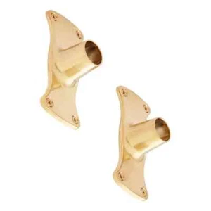 Signature Hardware Jumbo Shower Rod Flanges Brushed Gold 900665 (2‑Pk) - Picture 1 of 6
