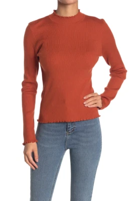 Suéter Exuberante Dobladillo Lechuga Rojo Aragón Para Mujer M Tejido Acanalado Manga Larga Cuello Simulado Nuevo con Etiquetas Foto 1 de 4