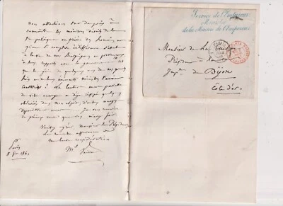 8-02-1861. Lettre autographe signée. Maréchal Vaillant. Napoléon III. Enveloppe. - Photo 1/2