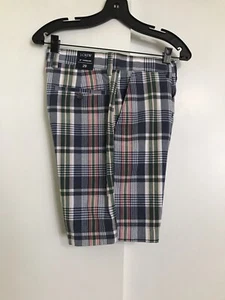 J. Pantaloncini chino CREW uomo taglia 29 9" Madras blu a quadri nuovi con etichetta $59,50 - Foto 1 di 9