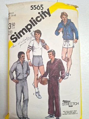 Tracksuit Sweatpants Shorts Jacket Mens M 38 40 Simplicity 5565 Sewing Pattern - Image 1 of 4