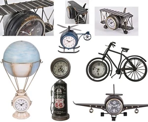 Vintage Metal Table Desk Mantel Clock Retro Gift 7 Designs Distressed 3D Clock - Picture 1 of 29