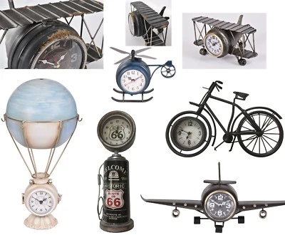 Vintage Metal Table Desk Mantel Clock Retro Gift 7 Designs Distressed 3D Clock  - Image 1 of 4