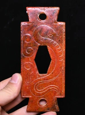 Pingente amuleto Yubi Yu Bi antigo escultura em jade da dinastia da China 14 cm - Imagem 1 de 4