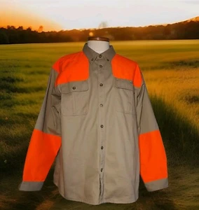 Guide Gear Camicia Manica Lunga con Bottoni Uomo XXL Marrone/Arancione Caccia Nuova Senza Etichetta - Foto 1 di 3