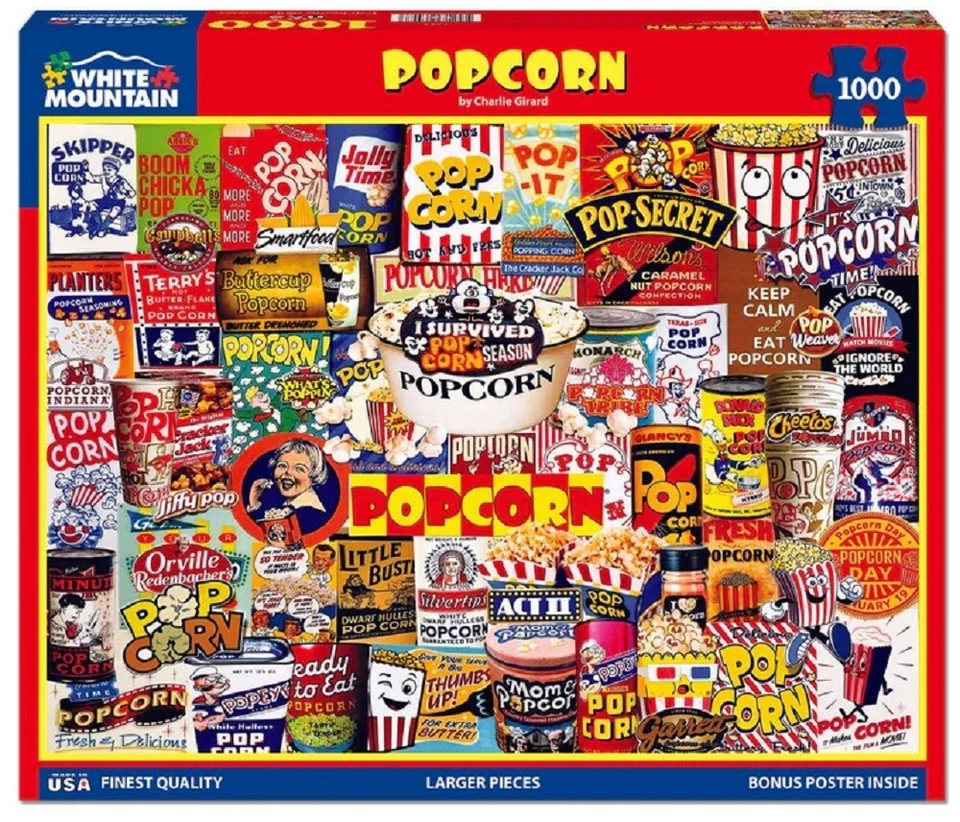 White Mountain 1000 Piece Jigsaw Puzzle - Popcorn  - image 1 of 1