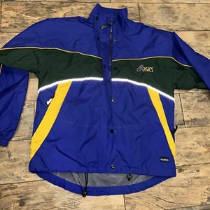 Rare Vintage 90’s ASICS Wind Jacket Vented Gelanots Purple Yellow Womens Medium - Picture 1 of 8