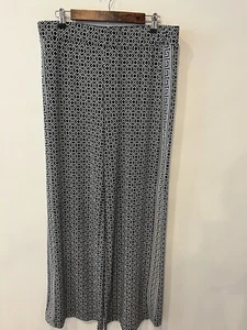 WEISSES HAUS SCHWARZ MARKTHOSE DAMEN GROSSES BREITES BEIN GEOMETRISCHES DESIGN - Bild 1 von 8