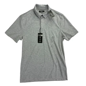 Alfani Mens AlfaTech Stretch Solid Short Sleeve Polo Shirt Gray S - Picture 1 of 4
