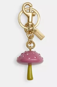 NWT COACH X Observed By Us Pink & Gold Mushroom Bag Charm Key Chain LIMITED! NEW - Picture 1 of 7