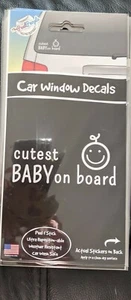 Car Window Decal Stickers "Cutest Baby on board" Peel & Stick, Brand New - Picture 1 of 1