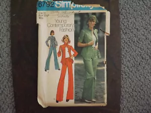 Simplicity Sew Pattern 6792 Flare Leg Bell Bottom Pants Young Contemporary Sz 10 - Picture 1 of 2