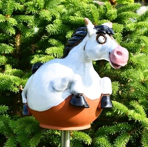 Ceramic Garden Ball Decoration Statue Pale Horse H17cm Midene Handmade - Picture 1 of 12