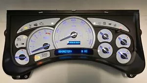 03-07 H2 HUMMER PREMIUM WHITE GAUGE BLUE LED COMPLETE REPLACEMENT CLUSTER BP - Foto 1 di 3