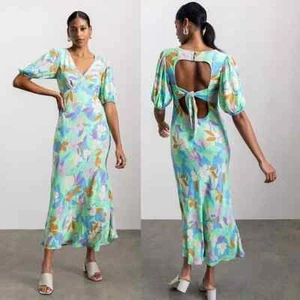 Sanctuary Green Multi Tie Back Floral Maxi Dress Puff Sleeve Size Size 22W $159 - Picture 1 of 2
