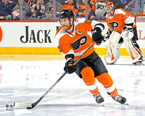 Claude Giroux Philadelphia Flyers Unsigned Orange Jersey Skating 8" x 10" Photo Cover