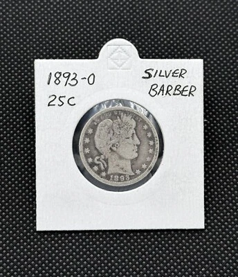 Rare American 1893-O Silver Barber Quarter in good condition for year - Image 1 of 2