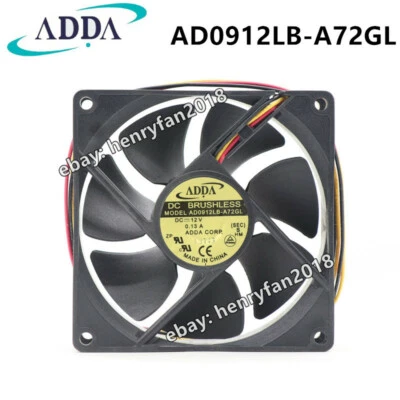ADDA Fan AD0912LB-A72GL DC 12V 0.13A 90*90*25mm 37.7CFM 3wire Lamp Cooling Fan - Image 1 of 4