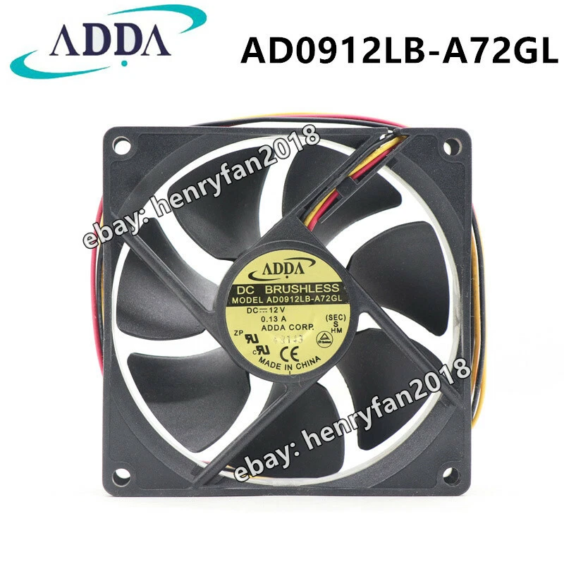 ADDA Fan AD0912LB-A72GL DC 12V 0.13A 90*90*25mm 37.7CFM 3wire Lamp Cooling Fan - Image 1 of 4