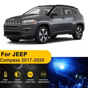 10X Blue LED Interior Dome Lights For JEEP Compass 2017-2022 Package Kit +TOOL - Foto 1 di 11