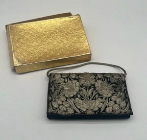 Vintage Silver Metallic Embroidered Clutch Purse Made in India BLEMISH - Picture 1 of 11