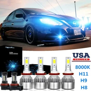 6x 8000K LED Headlight + Fog Driving Light Bulbs for Nissan Murano Sentra 13-18 - Picture 1 of 15