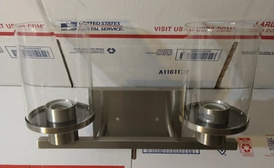 Lámparas de baño de níquel cepillado con luz de tocador de baño de 2 luces con transparente Foto 1 de 4