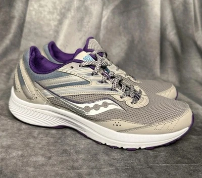 Zapato para correr Saucony Cohesion 15 para mujer, suela de goma, Smoke/Grape Pop, talla 9 Foto 1 de 4