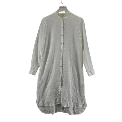 Eileen Fisher 100% Organic Linen Shirt Dress Womens XS Ivory White Long Sleeve - Image 1 of 4