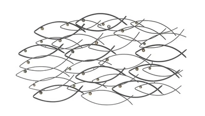 Arte de pared de metal Escuela de peces 22014 grande 40 pulgadas único náutico abstracto mo... Foto 1 de 4